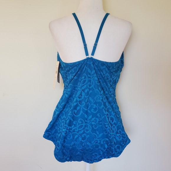Profile by Gottex Blue Lace High Neck Swimsuit New - Picture 5 of 8